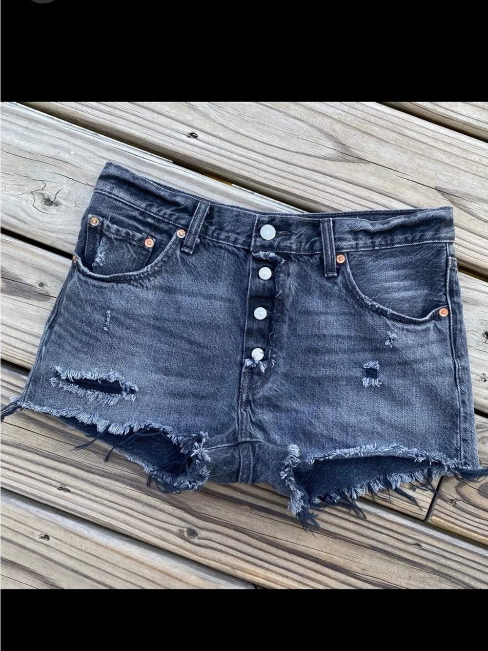 Levi’s 501 Denim Shorts Red Tab Faded Black